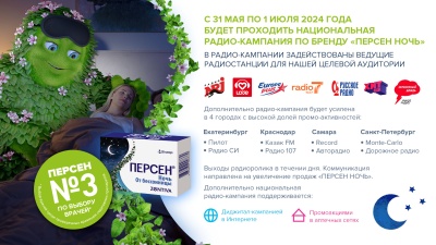 Компания «Зентива Фарма» запускает национальную радио-кампанию по препарату «ПЕРСЕН НОЧЬ»